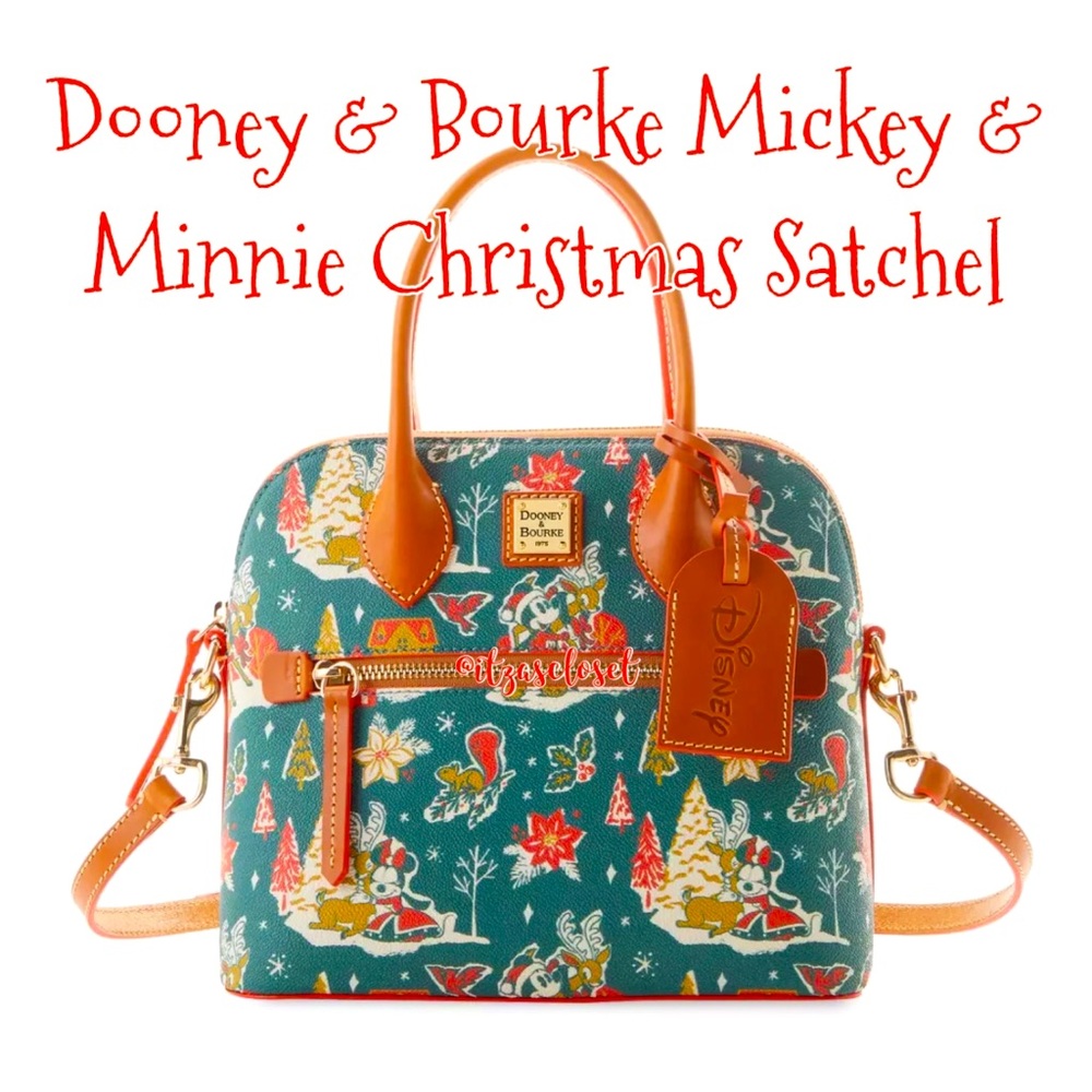 Dooney & Bourke Disney Parks Mickey & Minnie Holiday Christmas Satchel Bag NWT